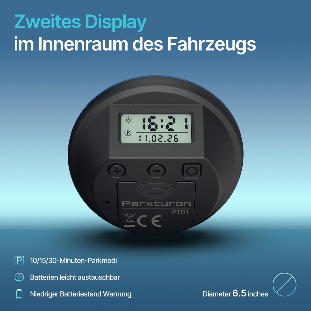Elektronische Parkscheibe PT01 – Blau – Produktansicht 6