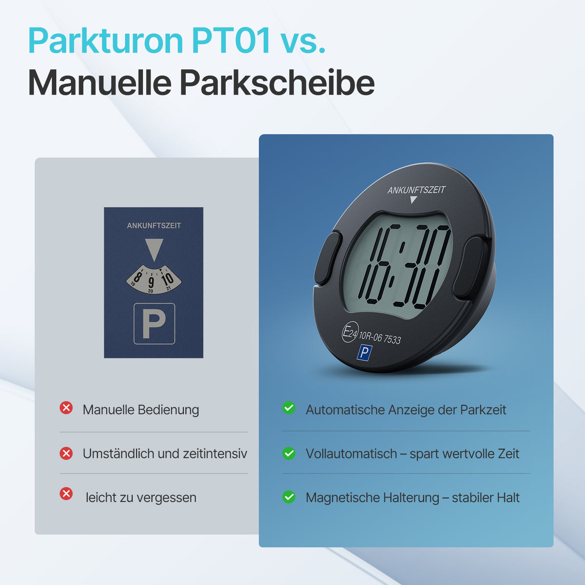 Elektronische Parkscheibe PT01 - Schwarz – Produktansicht 6