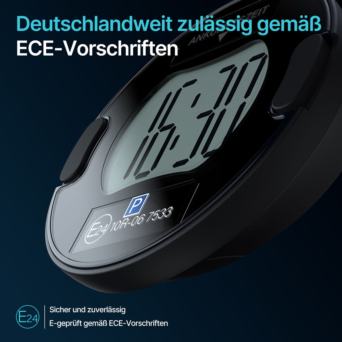 Elektronische Parkscheibe PT02 mit Solarunterstützung und ECE-Zertifizierung – Produktansicht 3
