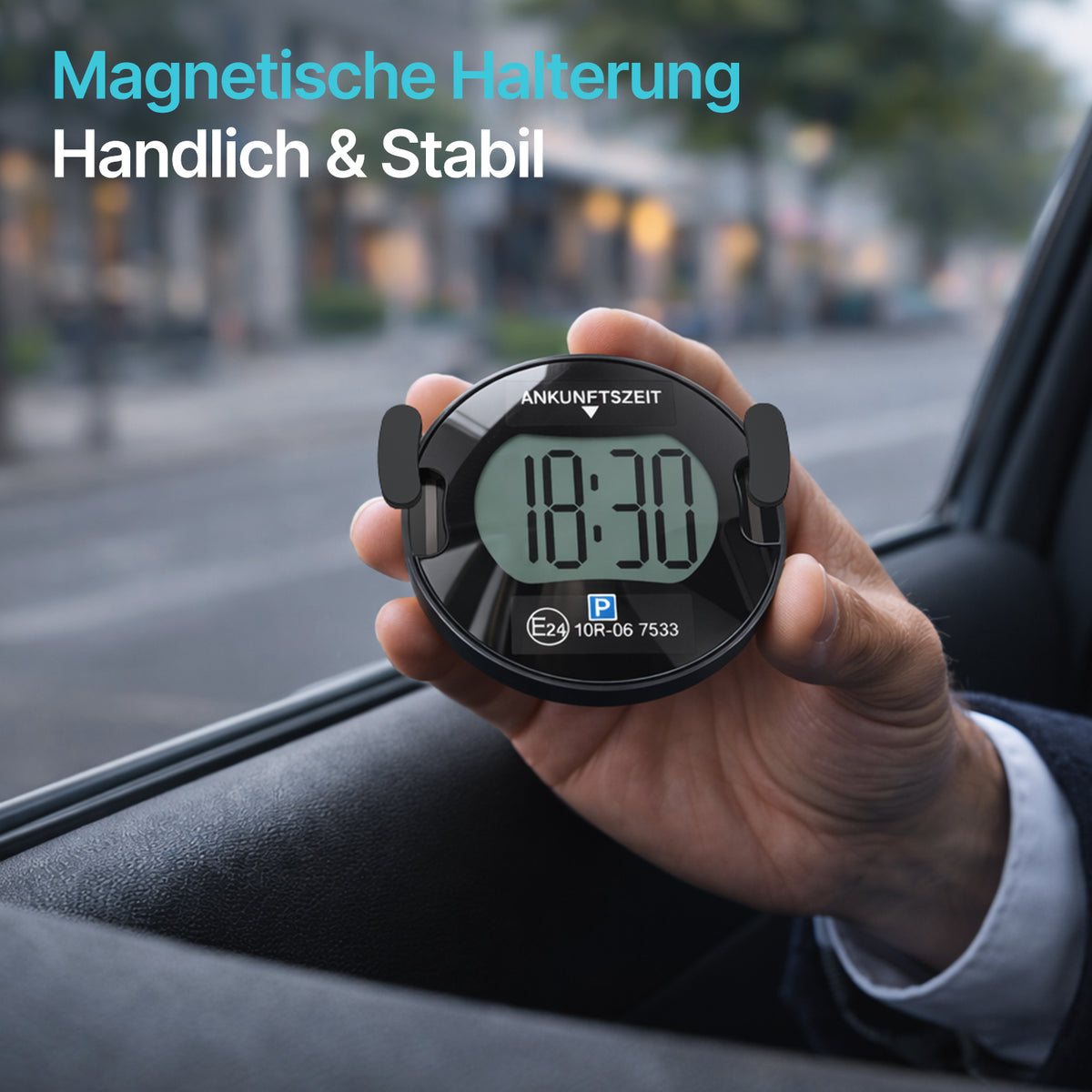 Elektronische Parkscheibe PT02 mit Solarunterstützung und ECE-Zertifizierung – Produktansicht 8