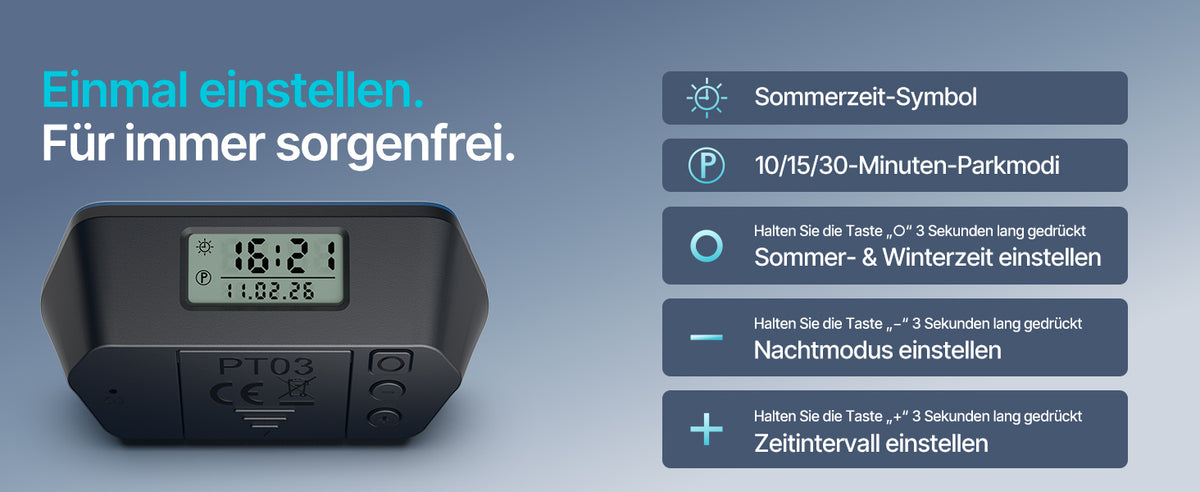 Tasten und Einstellungen der PT03